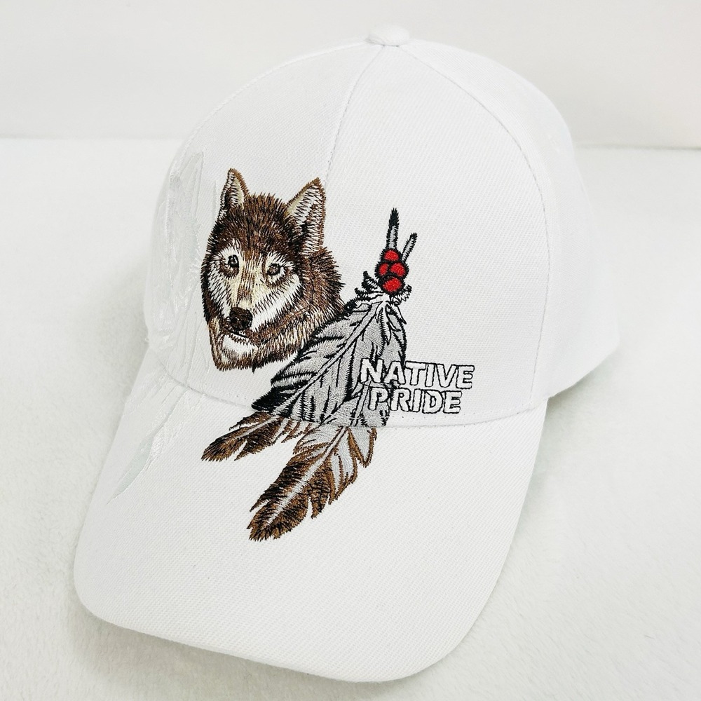 Native‎ Pride Wolf Nature Outdoors Hat Cap Adjustable Strapback White Casual